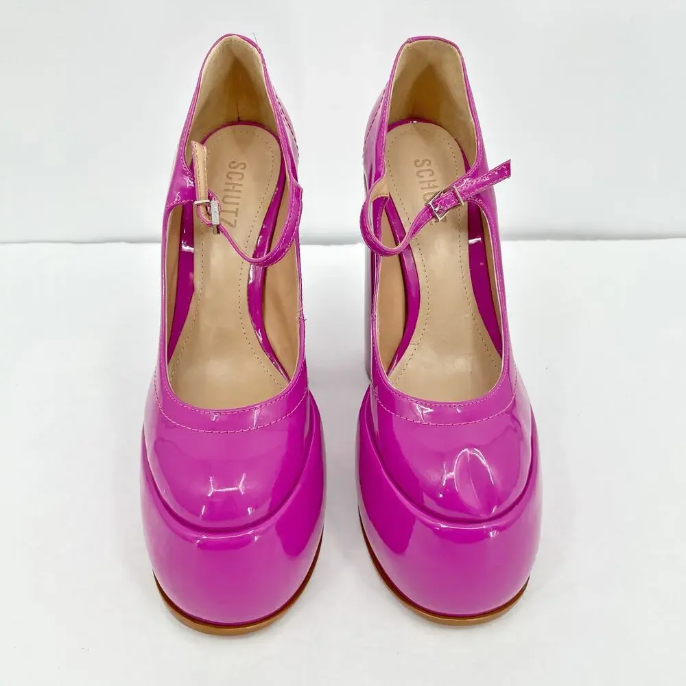 Schutz Womens Zayne Platform Mary Janes US 7 EU 37 Pink Patent Leather NIB - Picture 5 of 10